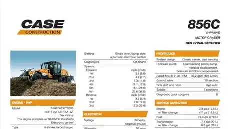 Niveleuse 856C - Spécifications